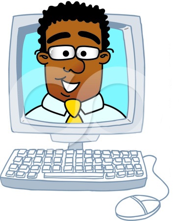 BlackBusinessmanMascotComputer