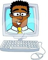 BlackBusinessmanMascotComputer